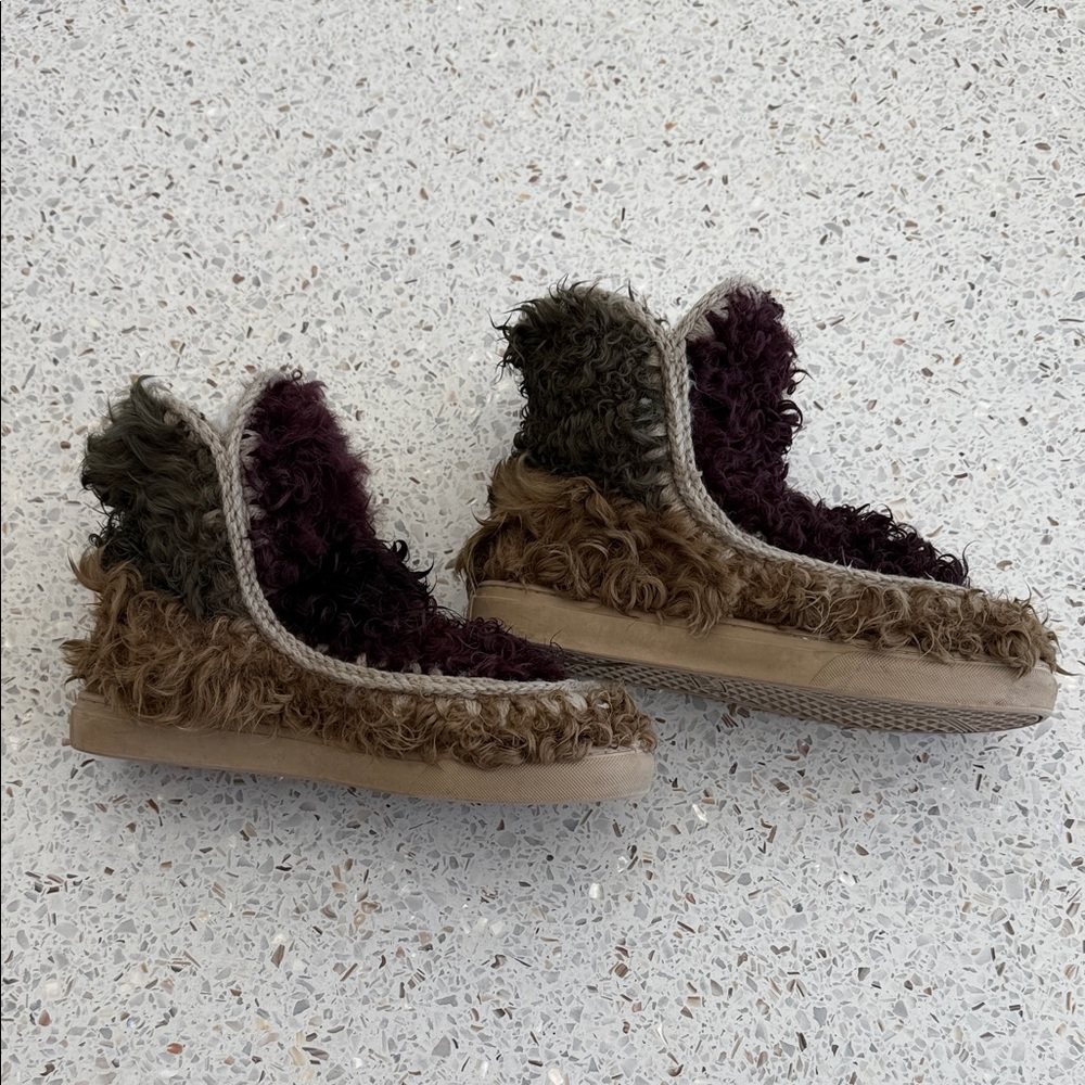 Mou Purple Kaki and Tan Fuzzy Boots - Picture 4 of 8